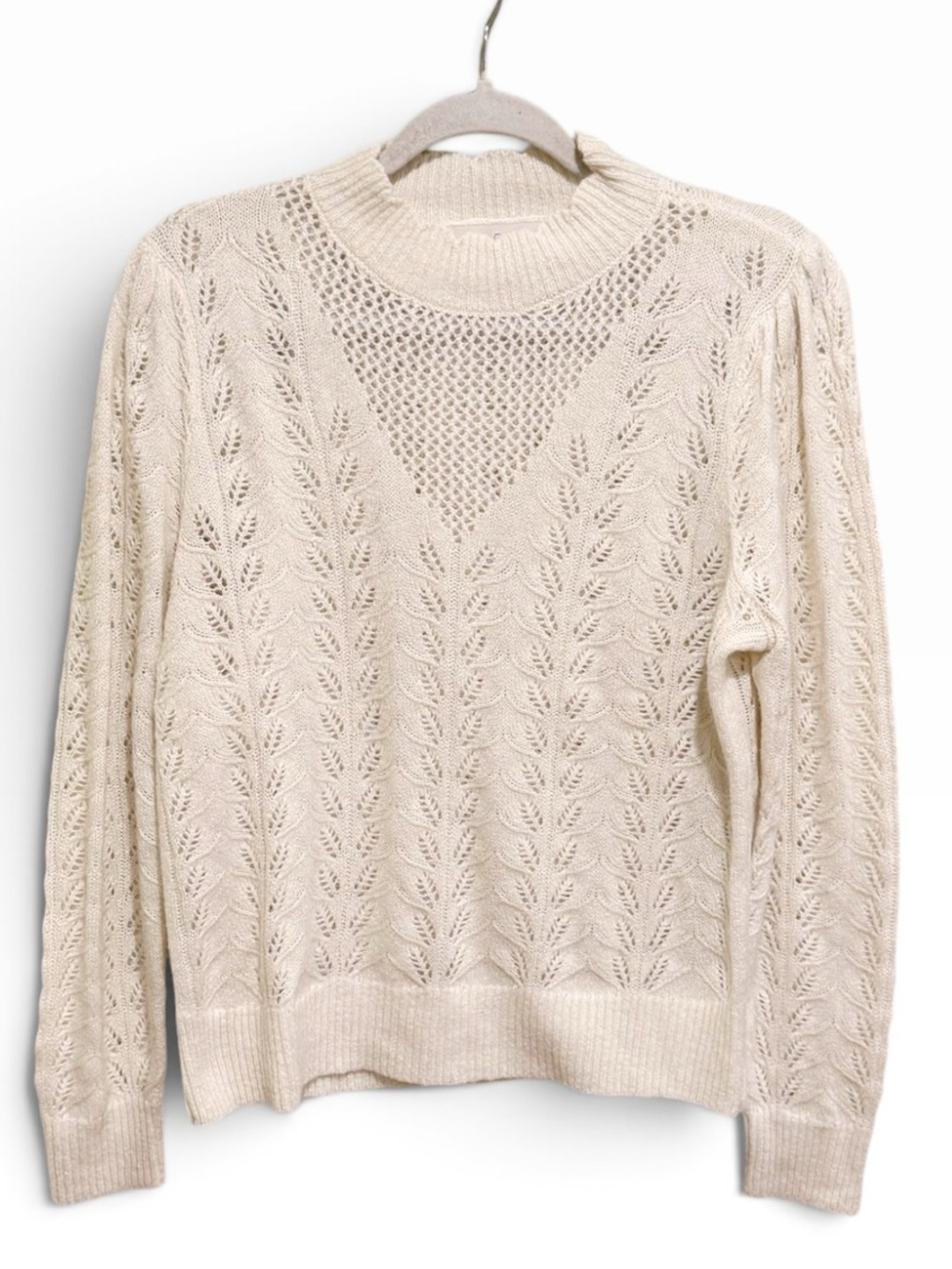 NWOT LOFT Cream Cable Knit Scoop-Neck Sweater
